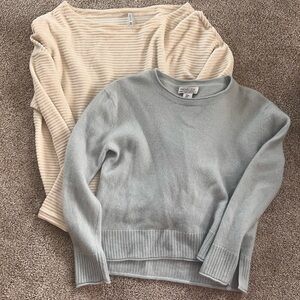 Cozy Women's Sweater Set - Cream and Gray